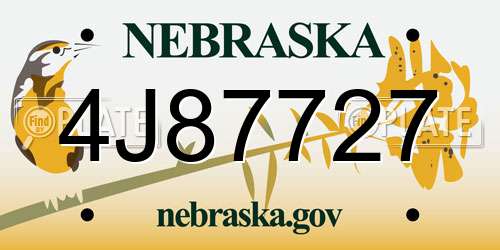 4J87727 Nebraska License Plate