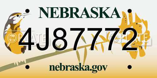 4J87772 Nebraska License Plate