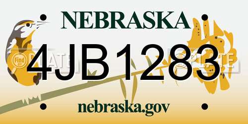 4JB1283 Nebraska License Plate