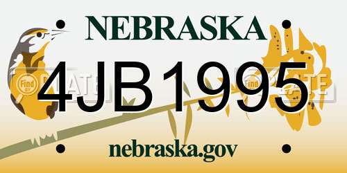 4JB1995 Nebraska License Plate