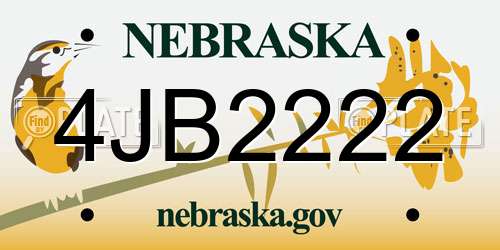 4JB2222 Nebraska License Plate
