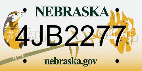 4JB2277 Nebraska License Plate