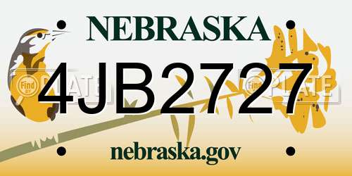 4JB2727 Nebraska License Plate
