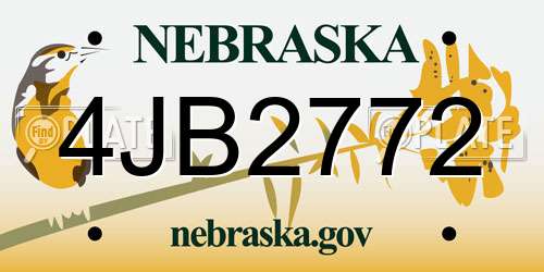 4JB2772 Nebraska License Plate