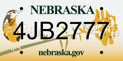 4JB2777 Nebraska License Plate