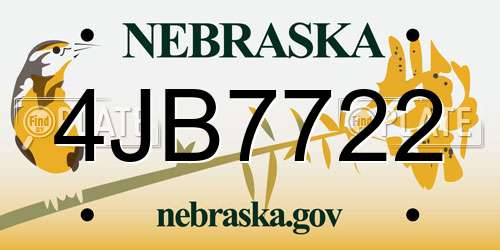4JB7722 Nebraska License Plate