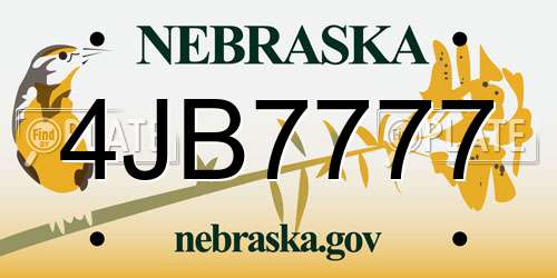 4JB7777 Nebraska License Plate