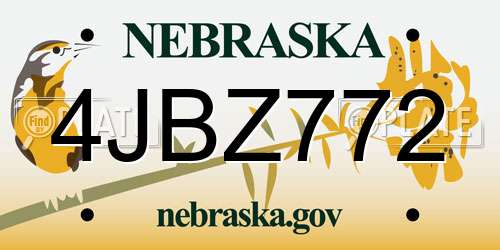 4JBZ772 Nebraska License Plate