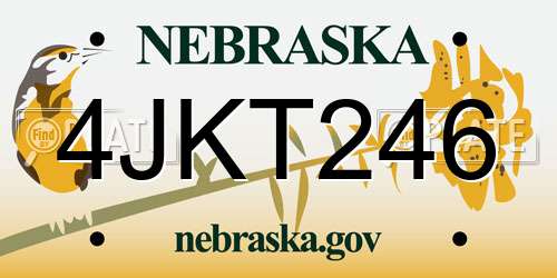 4JKT246 Nebraska License Plate