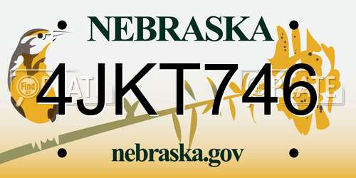 4JKT746 Nebraska License Plate
