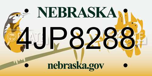 4JP8288 Nebraska License Plate