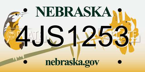 4JS1253 Nebraska License Plate