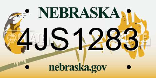 4JS1283 Nebraska License Plate