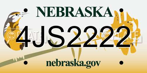 4JS2222 Nebraska License Plate