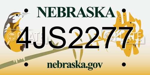4JS2277 Nebraska License Plate