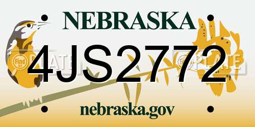 4JS2772 Nebraska License Plate