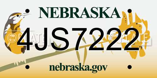 4JS7222 Nebraska License Plate