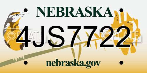 4JS7722 Nebraska License Plate