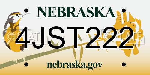 4JST222 Nebraska License Plate