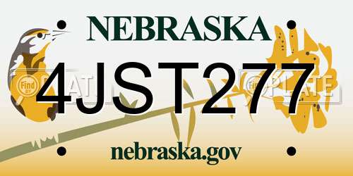 4JST277 Nebraska License Plate