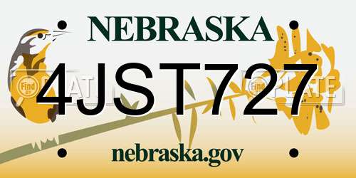 4JST727 Nebraska License Plate