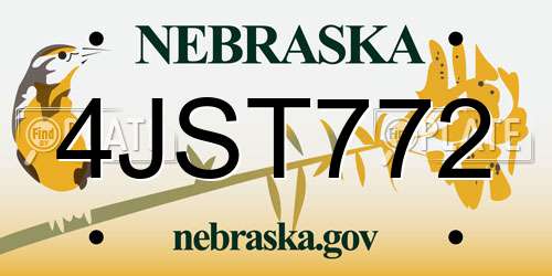 4JST772 Nebraska License Plate
