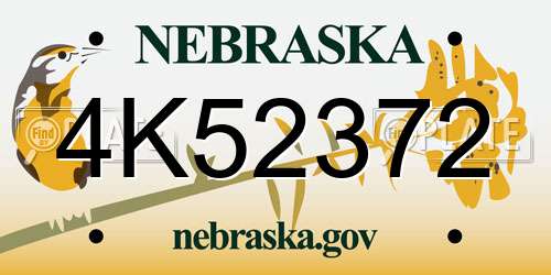 4K52372 Nebraska License Plate