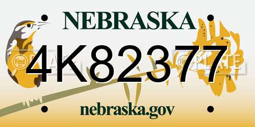 4K82377 Nebraska License Plate