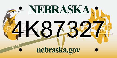4K87327 Nebraska License Plate