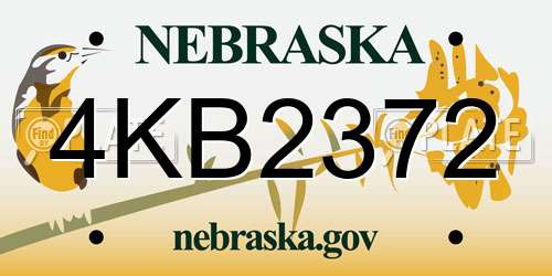 4KB2372 Nebraska License Plate