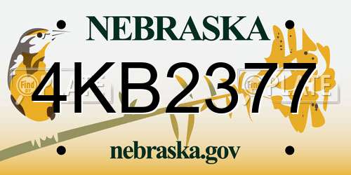 4KB2377 Nebraska License Plate
