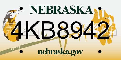 4KB8942 Nebraska License Plate