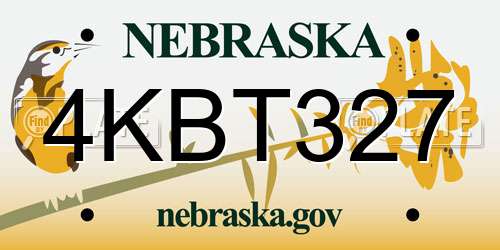 4KBT327 Nebraska License Plate