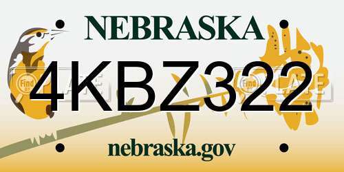 4KBZ322 Nebraska License Plate