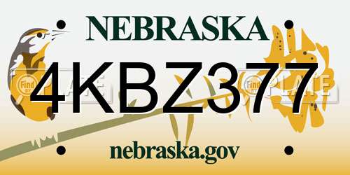 4KBZ377 Nebraska License Plate