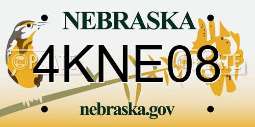 4KNE08 Nebraska License Plate