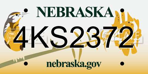 4KS2372 Nebraska License Plate