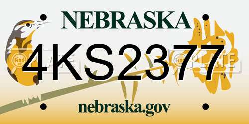 4KS2377 Nebraska License Plate
