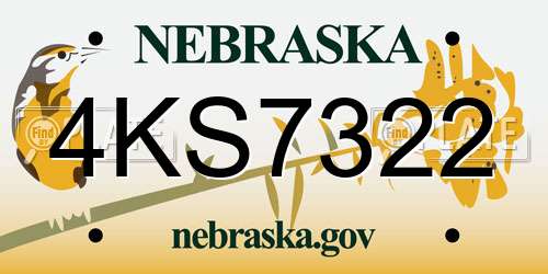 4KS7322 Nebraska License Plate