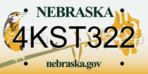 4KST322 Nebraska License Plate