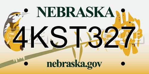 4KST327 Nebraska License Plate