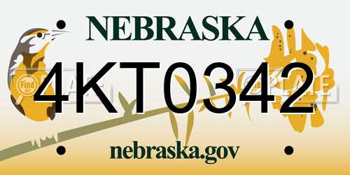 4KT0342 Nebraska License Plate