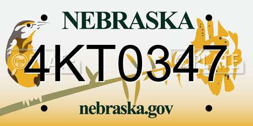4KT0347 Nebraska License Plate