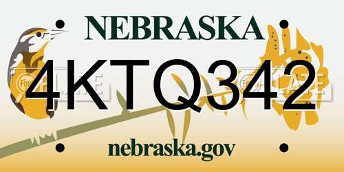 4KTQ342 Nebraska License Plate