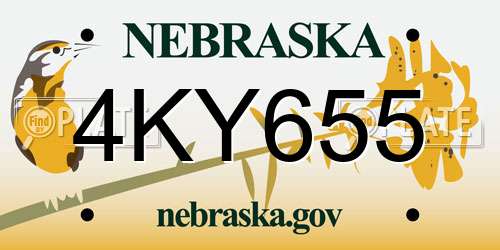 4KY655 Nebraska License Plate