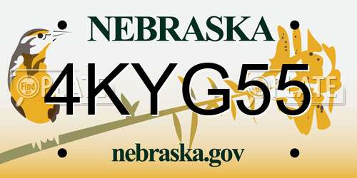 4KYG55 Nebraska License Plate