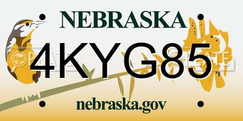 4KYG85 Nebraska License Plate