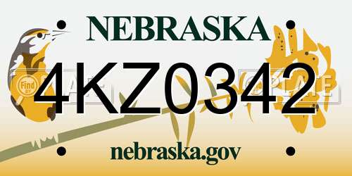 4KZ0342 Nebraska License Plate