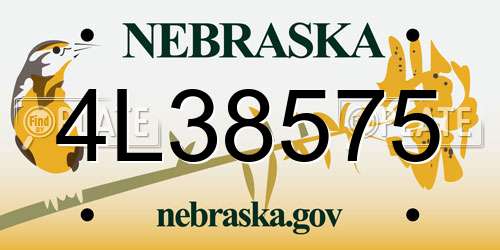 4L38575 Nebraska License Plate