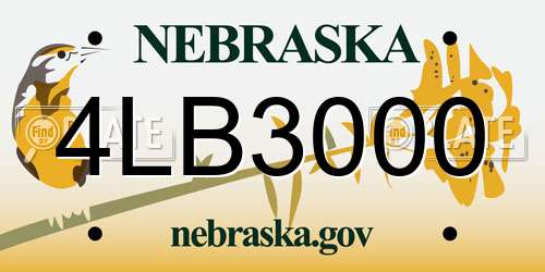 4LB3000 Nebraska License Plate